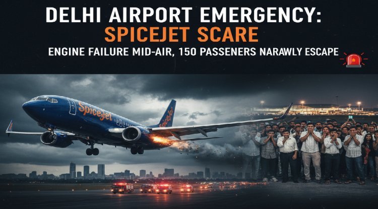दिल्ली एयरपोर्ट पर स्पाइसजेट की इमरजेंसी लैंडिंग: हवा में फेल हुआ इंजन, 150 यात्रियों की अटकी सांसें!
