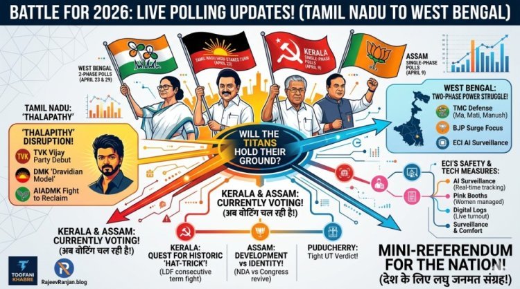 Battle for 2026: Live Polling Updates from Tamil Nadu to West Bengal—Will the Titans Hold Their Ground?