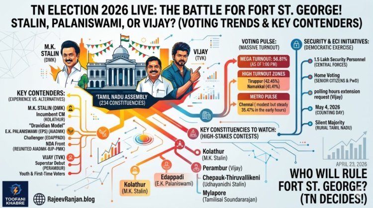TN Election 2026 Live: The Battle for Fort St. George! Stalin, Palaniswami, or Vijay? Voting Trends & Key Contenders Revealed
