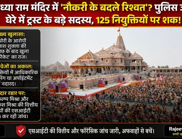 अयोध्या राम मंदिर में 'नौकरी के बदले रिश्वत'? पुलिस जांच के घेरे में ट्रस्ट के बड़े सदस्य, 125 नियुक्तियों पर शक की सुई!
