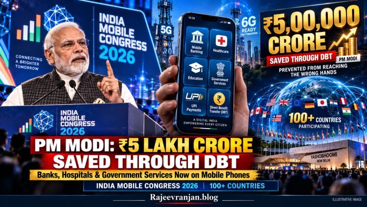 PM Modi at India Mobile Congress 2026: ₹5 Lakh Crore Saved Through DBT, Mobile Phones Transform India